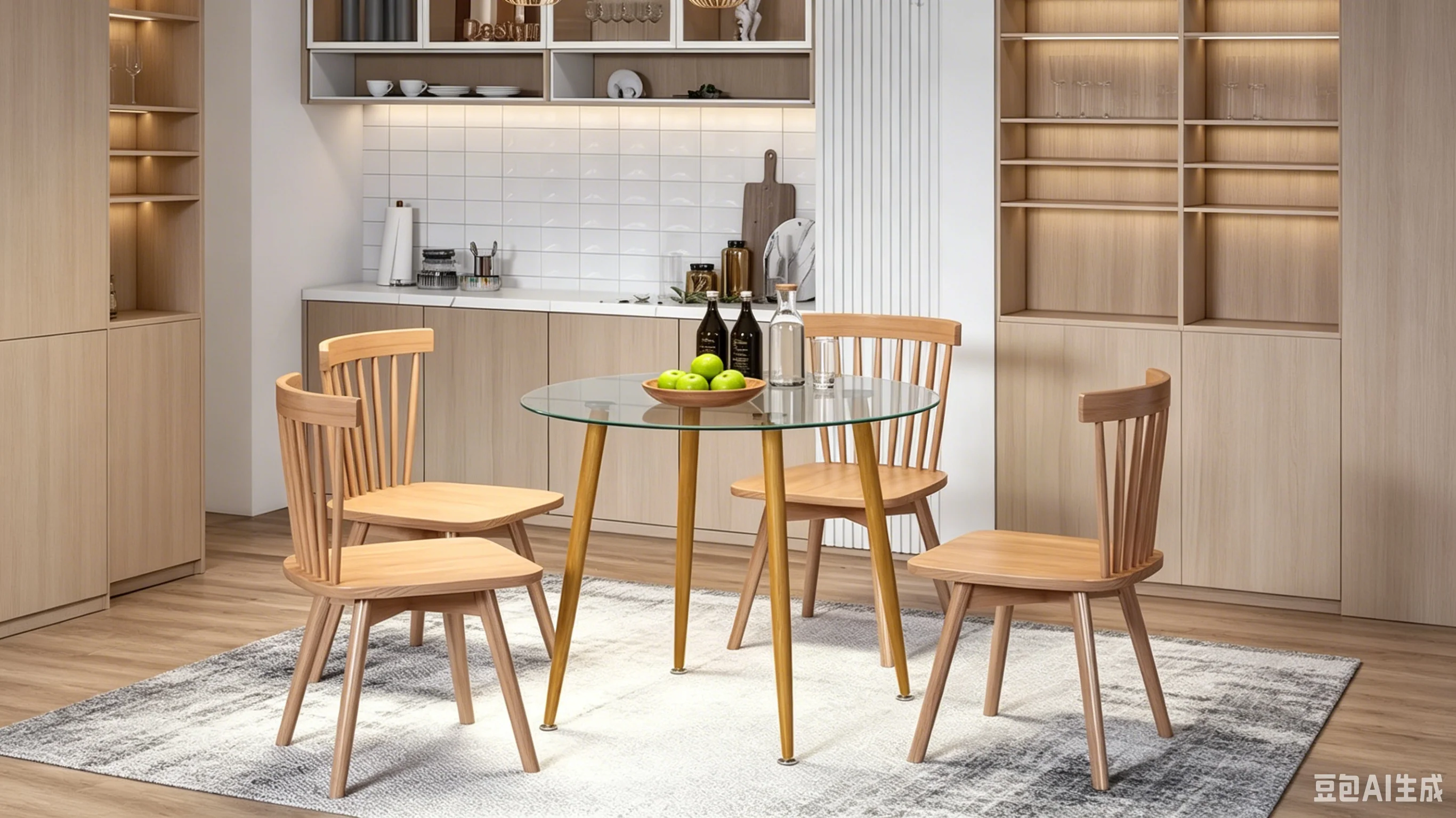Clear Round Glass Dining Table with Metal Legs, Seats 2–4
