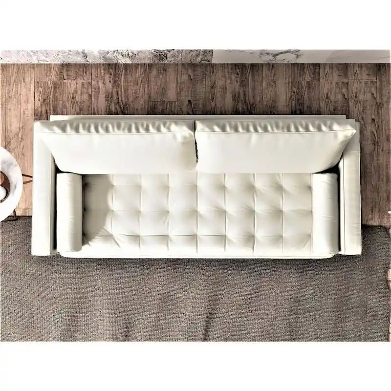 US Pride Faux Leather Mid-century Modern Sofa