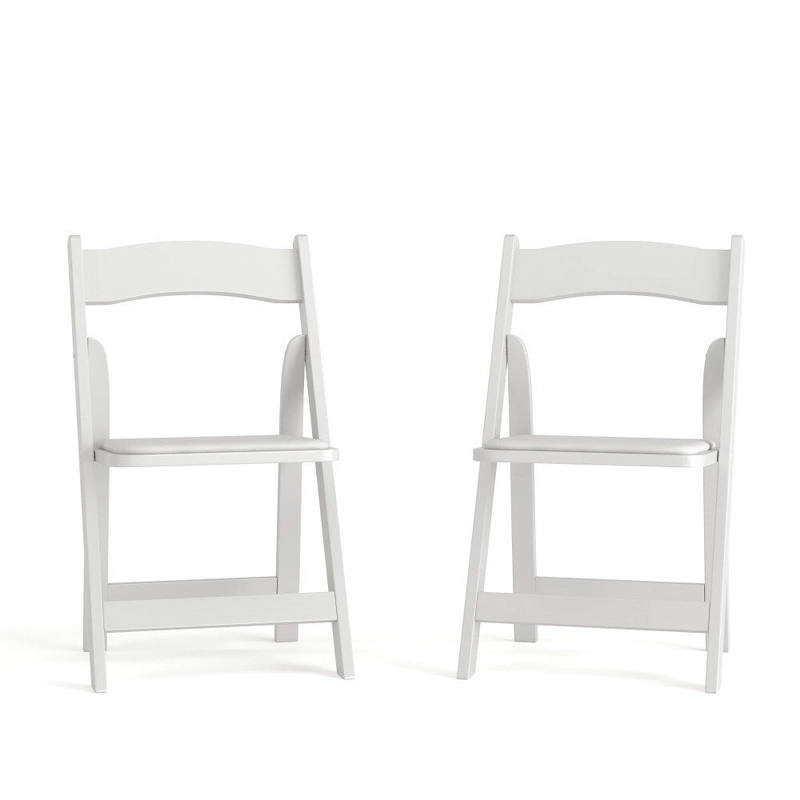 Wood Folding Chair with Vinyl Padded Seat (Set of 2)