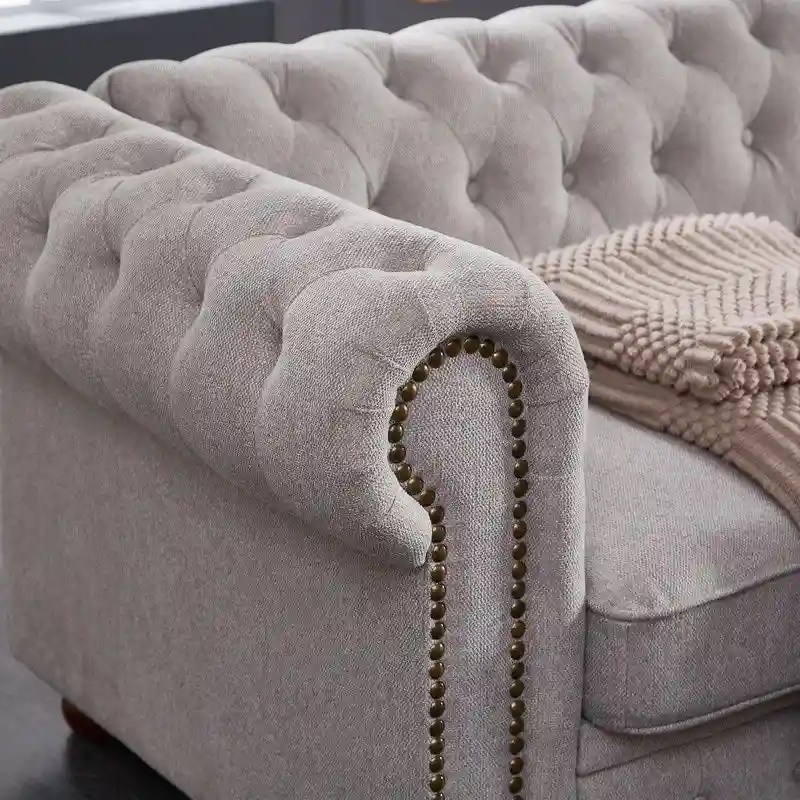 Chesterfield Sofa in Linen Fabric
