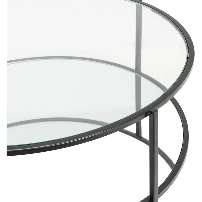 Alecsis Glass Round Coffee Table - 14H x 36W x 36D