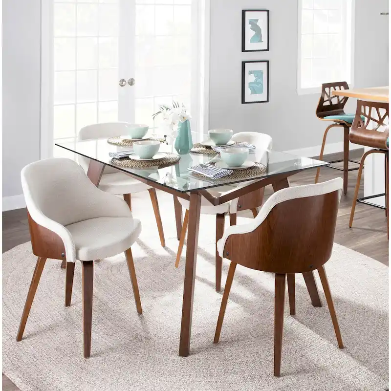 Mid-Century Modern Upholstered Dining Chair - Wood Frame Accent Chair, Padded Seat & Backrest, Tapered Legs, 250lb Capacity, 4 Color Options