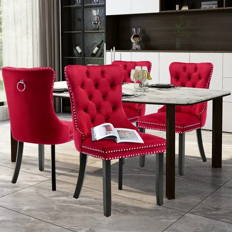 Solid Wood Velvet Upholstered Dining Chair