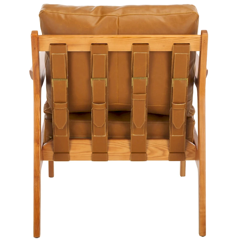 SAFAVIEH Donie Solid Wood Accent Chair with Cushion (Fully Assembled) - 28 In. W x 33 In. D x 34 In. H - 28Wx33Dx34H