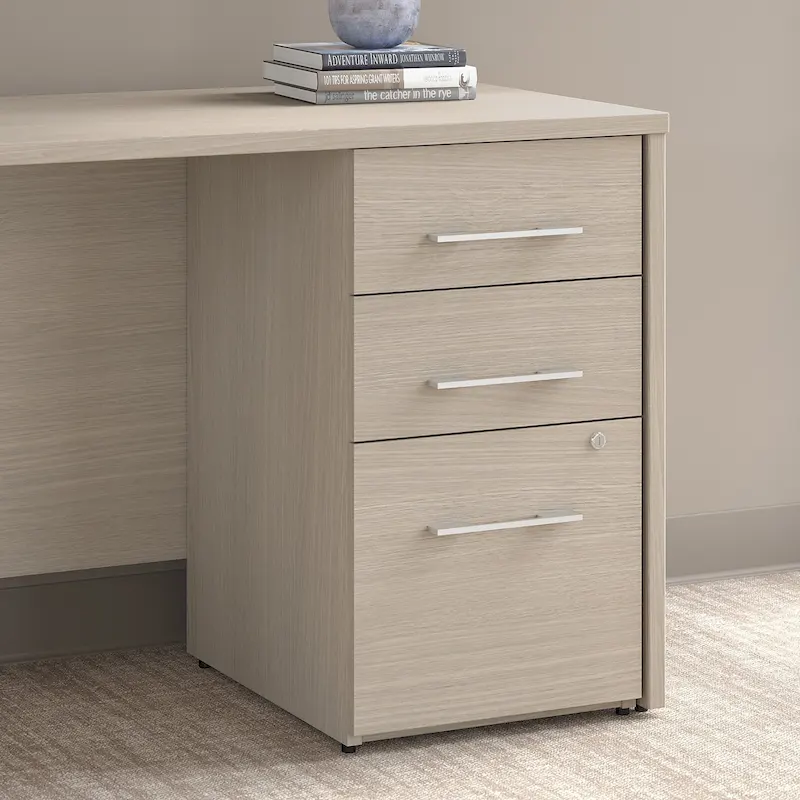3-Drawer File Cabinet, Silver / Grey / Taupe / Brown, Home Office