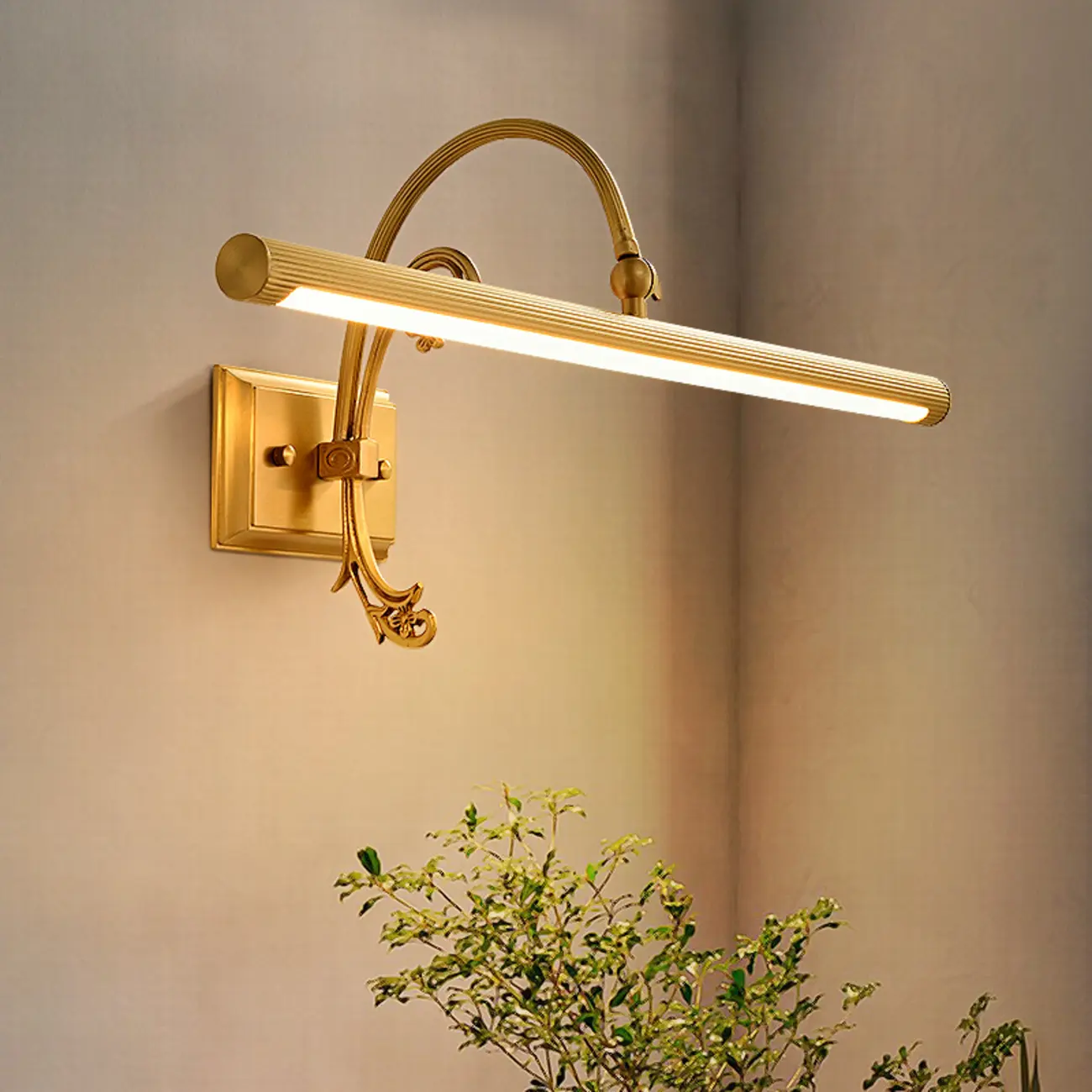 Arched Retro Copper LED Linear Wall Lamp