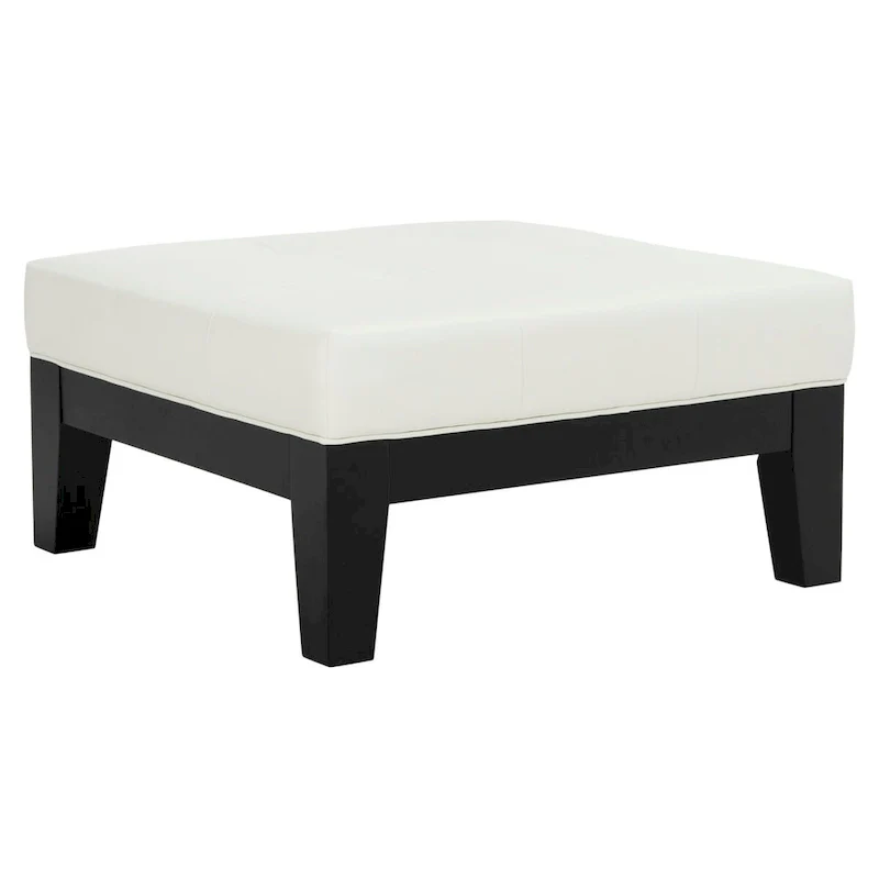 Perri Square White Leather Ottoman