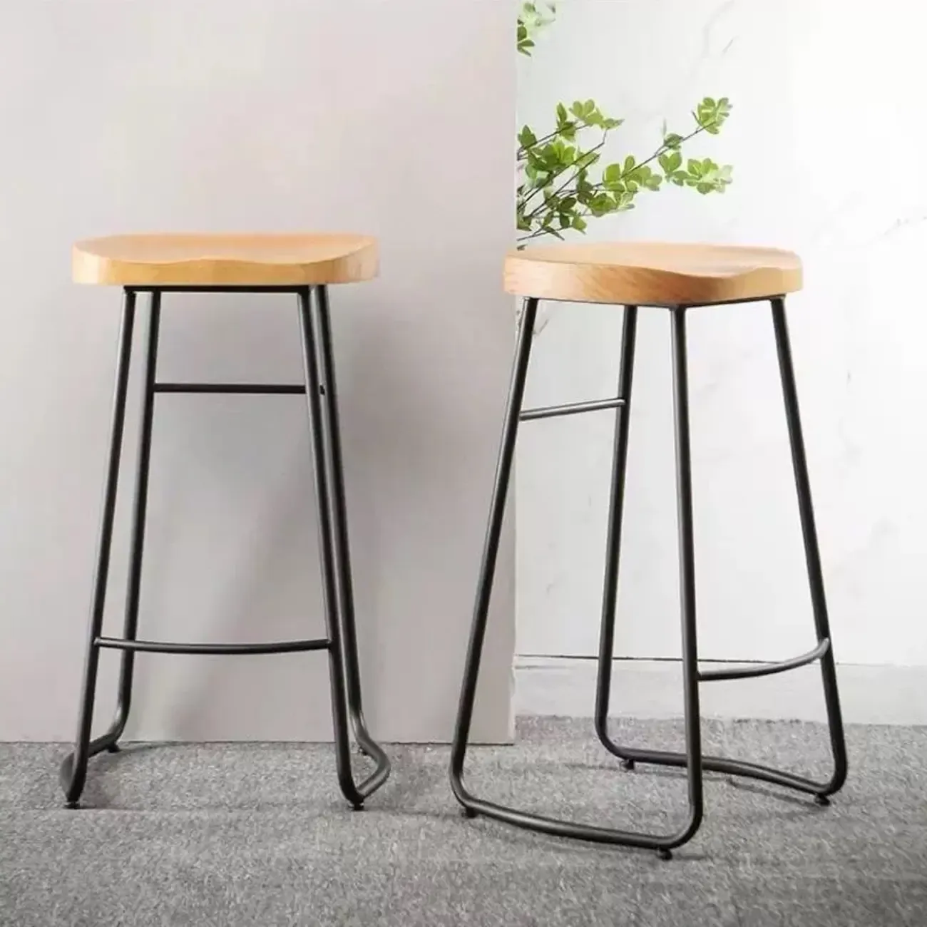 Modern Natural Wood Counter Height Bar Stools
