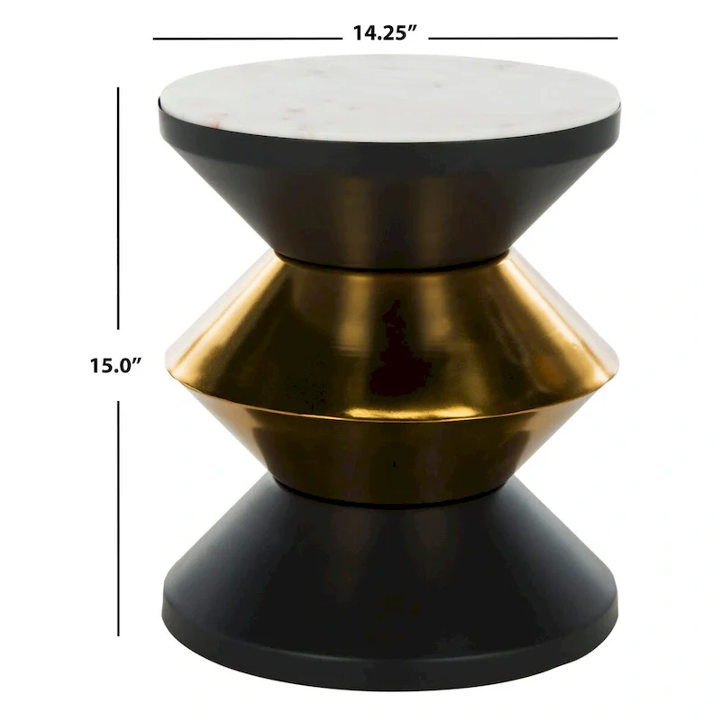 SAFAVIEH Margunde Black/ Gold Stone Top Side Table - 14.3 x 14.3 x 16 - 14Wx14Dx15H