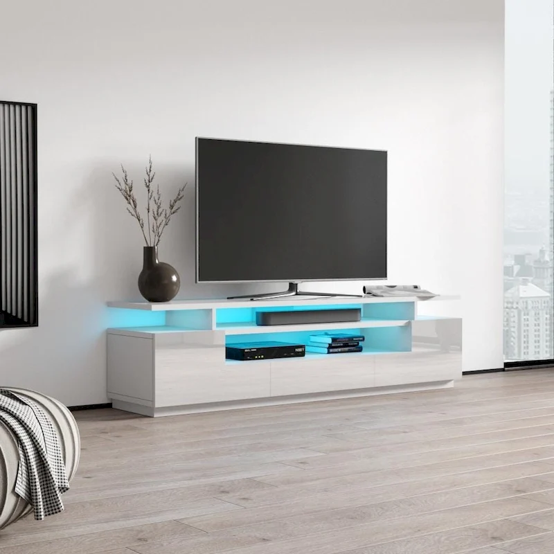 Strick & Bolton Sparkes 77-inch High Gloss TV Stand with LED Lights