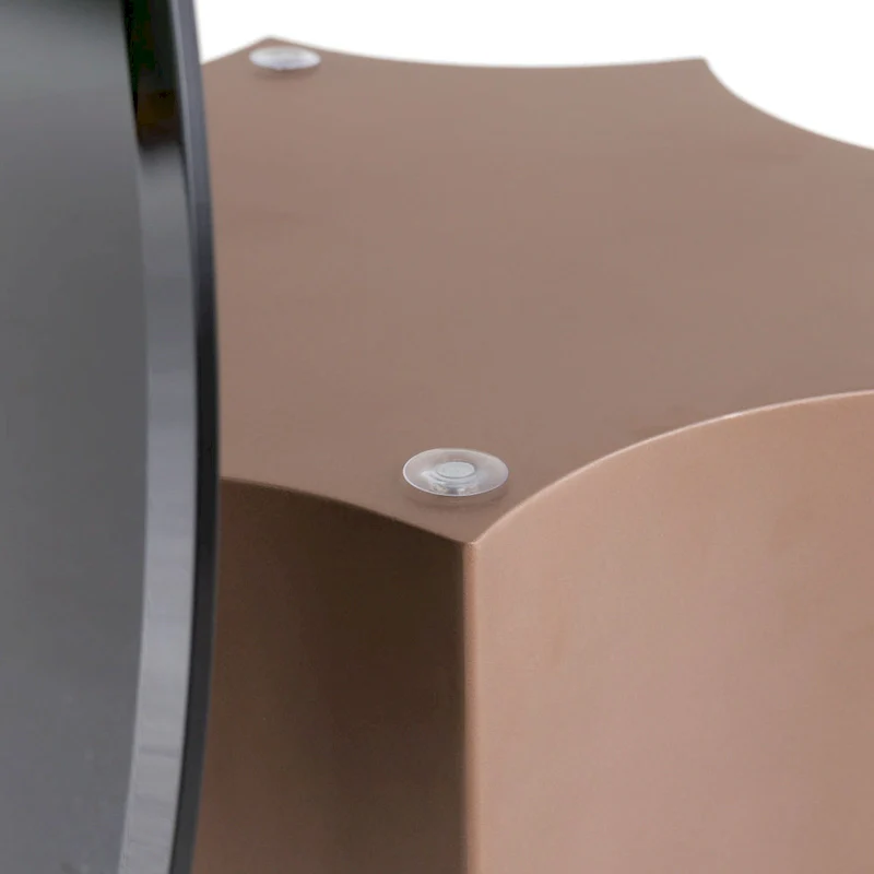 Round Coffee Table with Mirrored Glass Top – Black & Wine Red, Pedestal Base, Modern Style