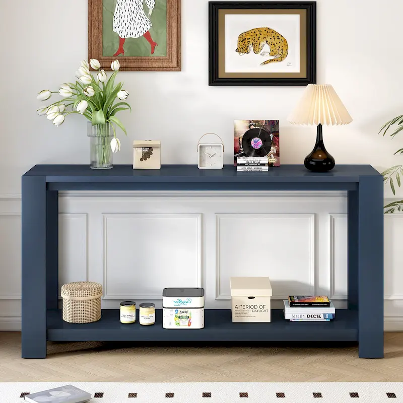 Narrow Long Entryway Console Table Side Table with Bottom Shelf