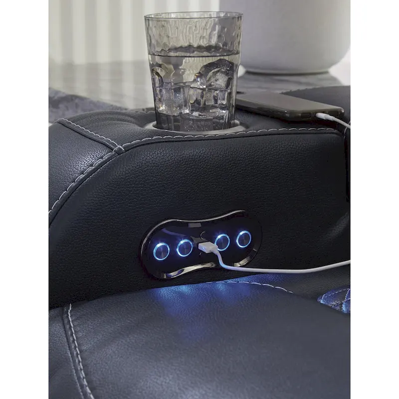 Signature Design by Ashley Fyne-Dyme Power Reclining Loveseat with Console - 74W x 43D x 43H