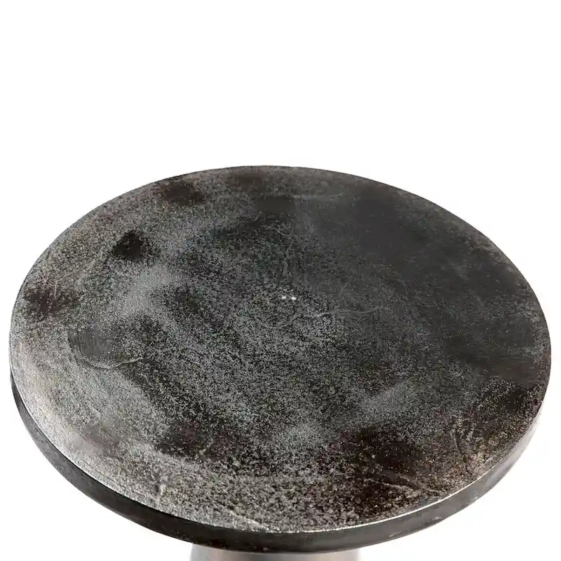 Jett 20 Round Aluminum Black Nickel Pedestal Base Side Table