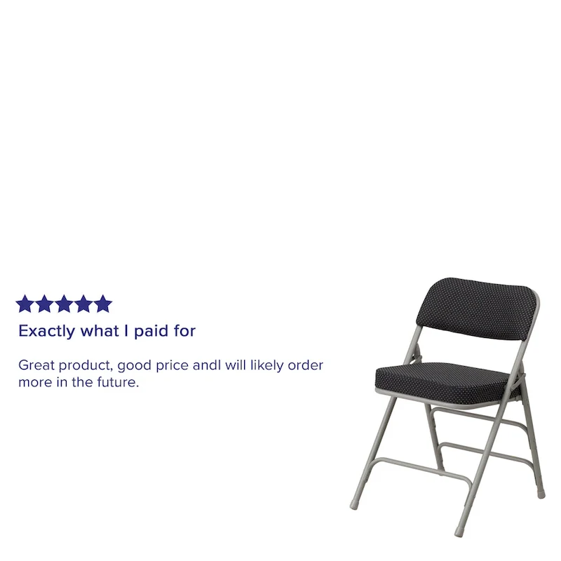 4 Pack Curved Triple Braced & Hinged Fabric Upholstered Metal Folding Chair
