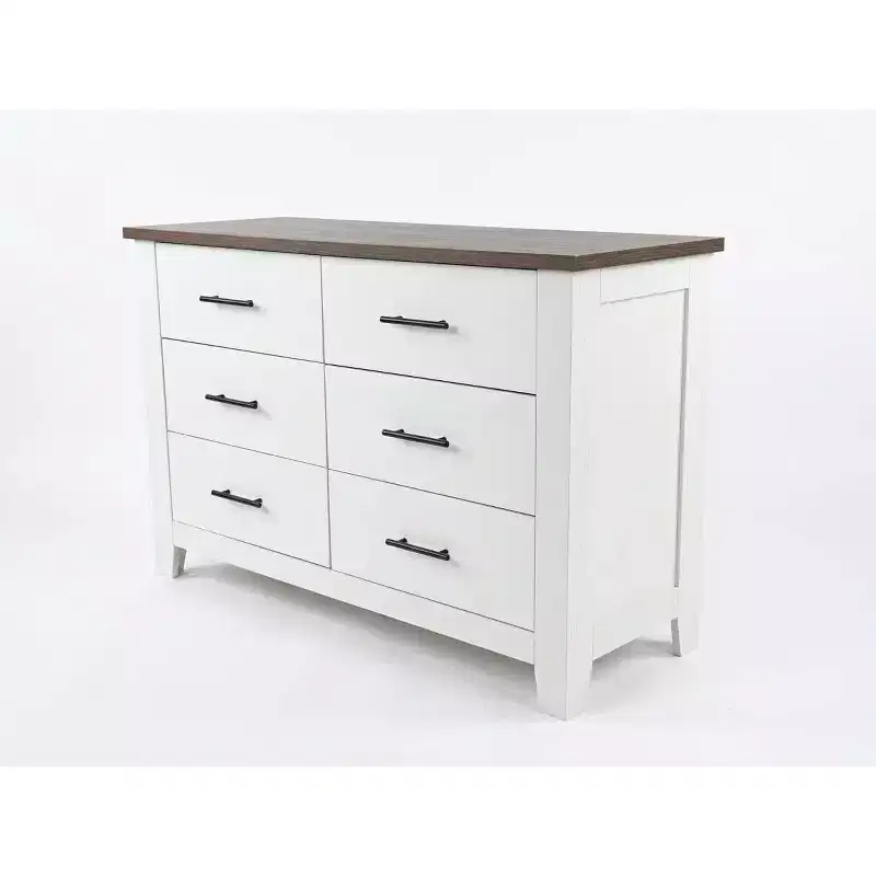 6 Drawer Dresser for Bedroom, Farmhouse Wood Chest of Drawers with Metal Slides, Capacity Storage Cabinet for Nursery Living Room Entryway, White