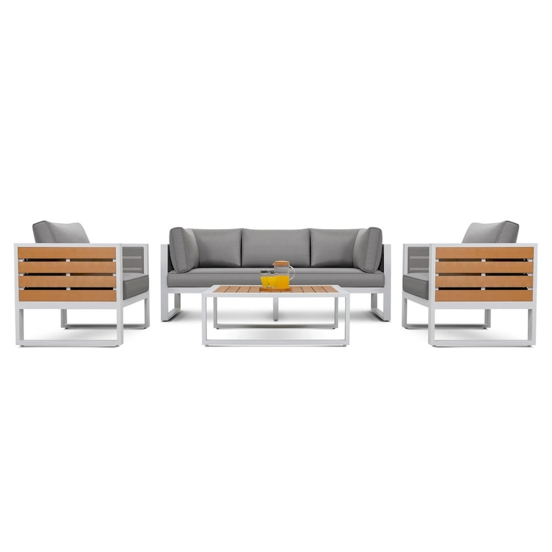 Outdoor Sofa Set, Coffee Table, Three-seat Sofa, 2 Armchairs