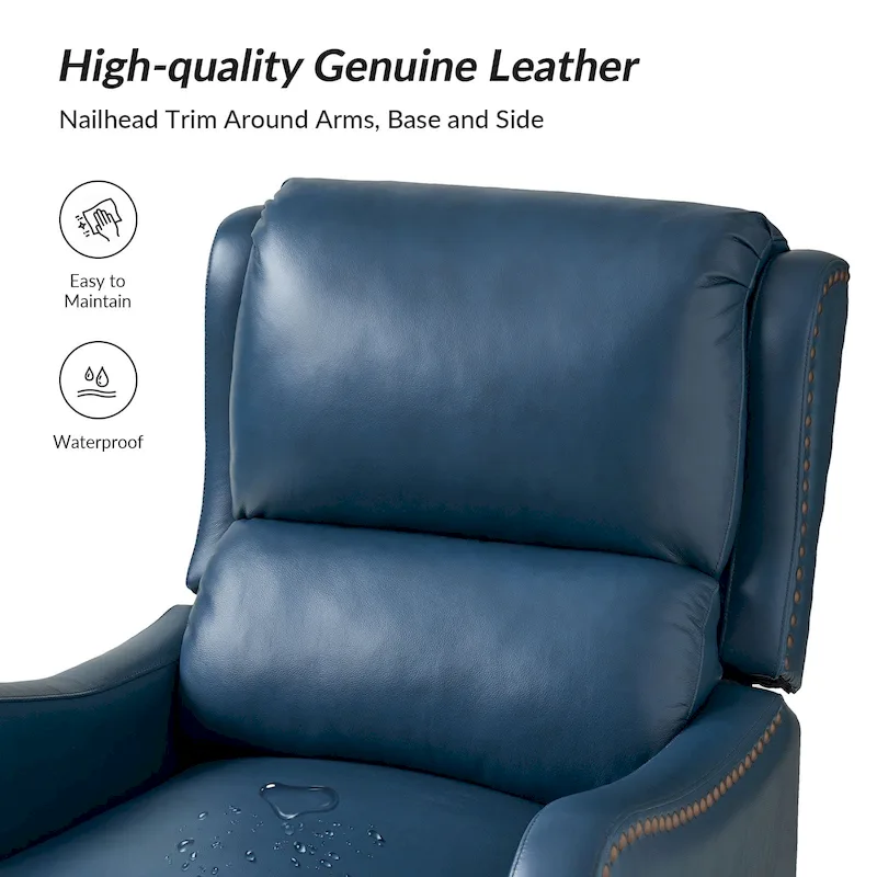 Brigida Modern Genuine Leather Nailhead Trim Recliner with Adjustable Footrest Set of 2 by HULALA HOME
