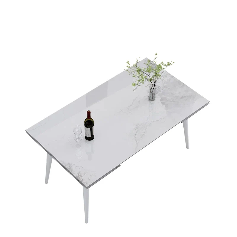 94.48 Rectangular Extendable Sintered Stone Dining Table