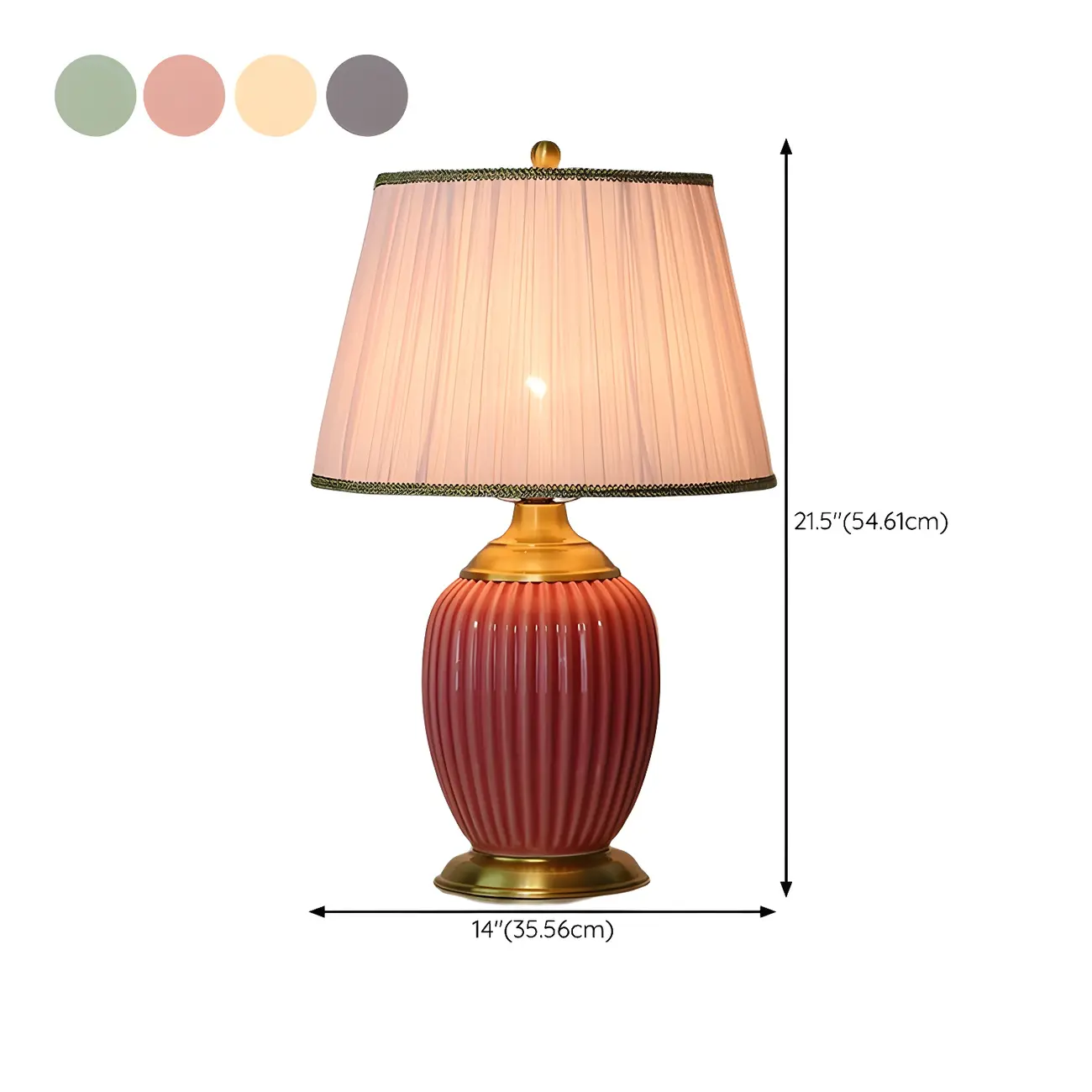 Plug-In Elegant Ceramic LED Table Lamp with Fabric Shade