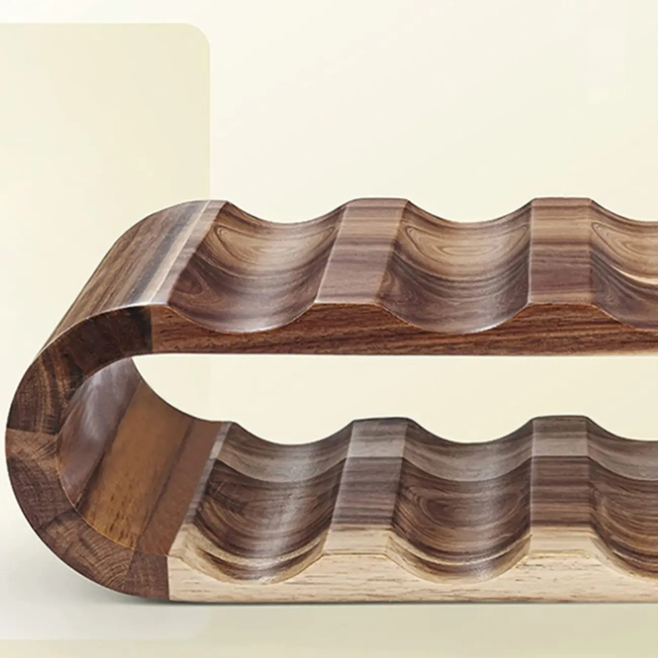 Elliptical Brown Wooden Stackable Wine Rack 8 Bottles Holder