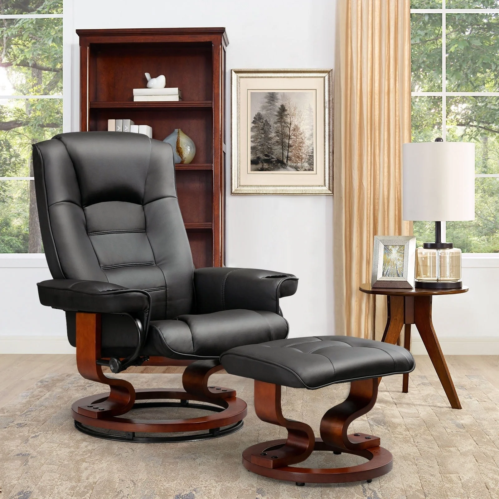 AVAWING Recliner Chair with Ottoman Swivel Design