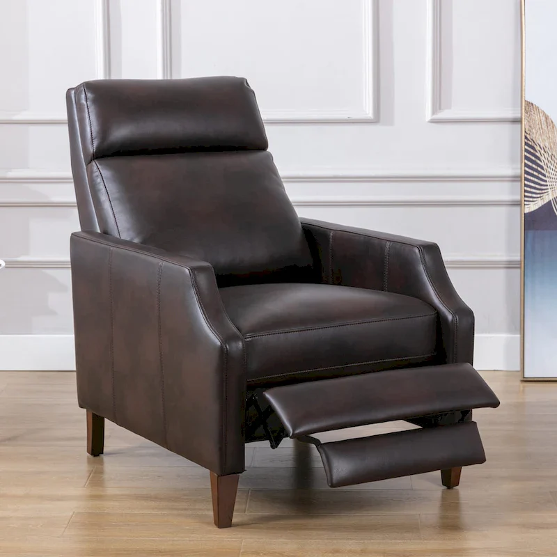 Faux Leather Push Back Recliner - Mid-Century Style - Single Seat