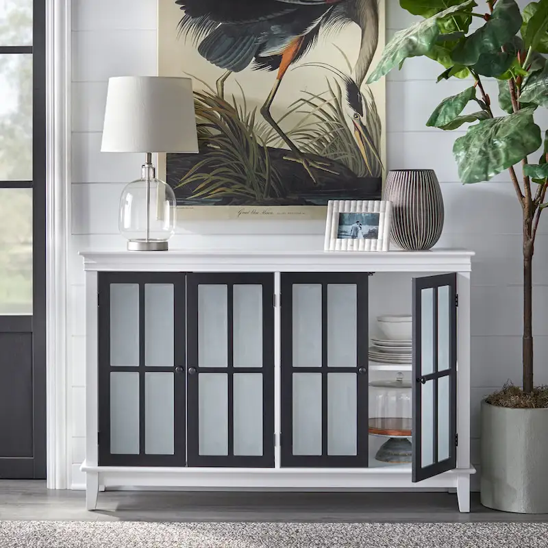 Simple Living Hampshire Frosted Glass Farmhouse Buffet/Sideboard