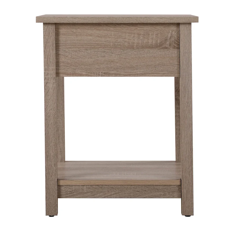 Wooden Nightstand with Drawer and Shelf