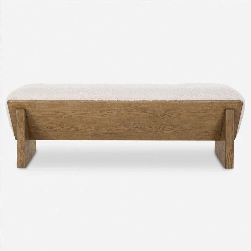 Ivory Faux Sheepskin Waterfall Bench - 59
