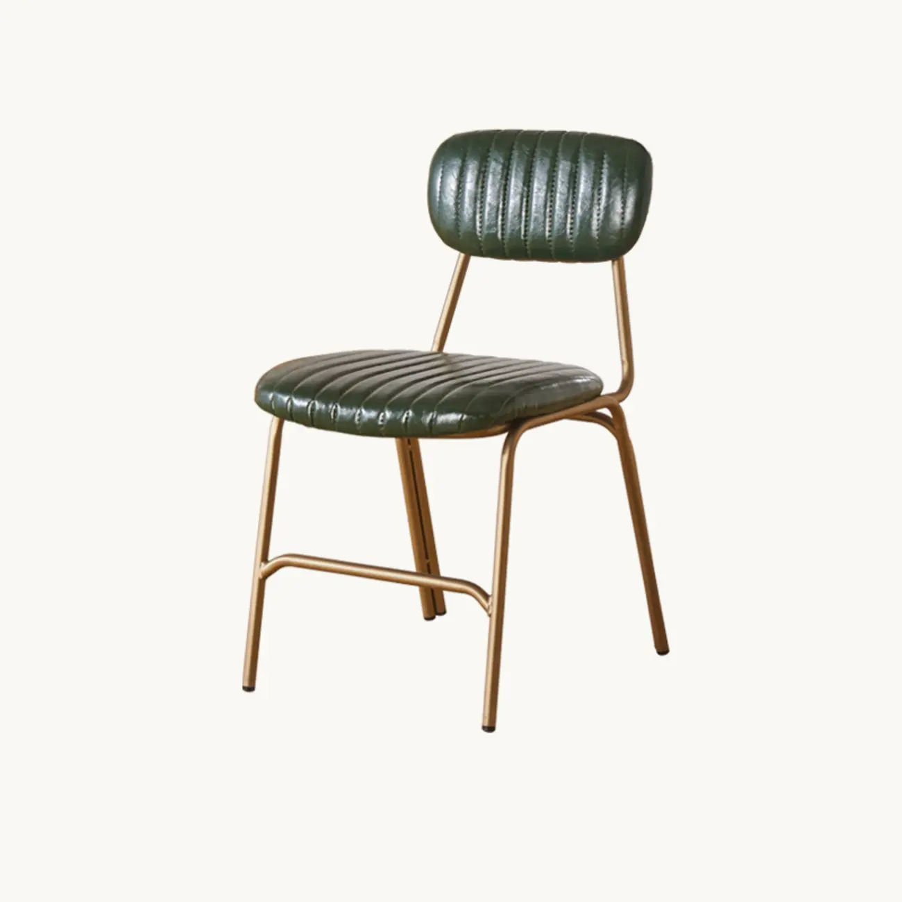 Modern Metal Frame Faux Leather Open Back Dining Chair