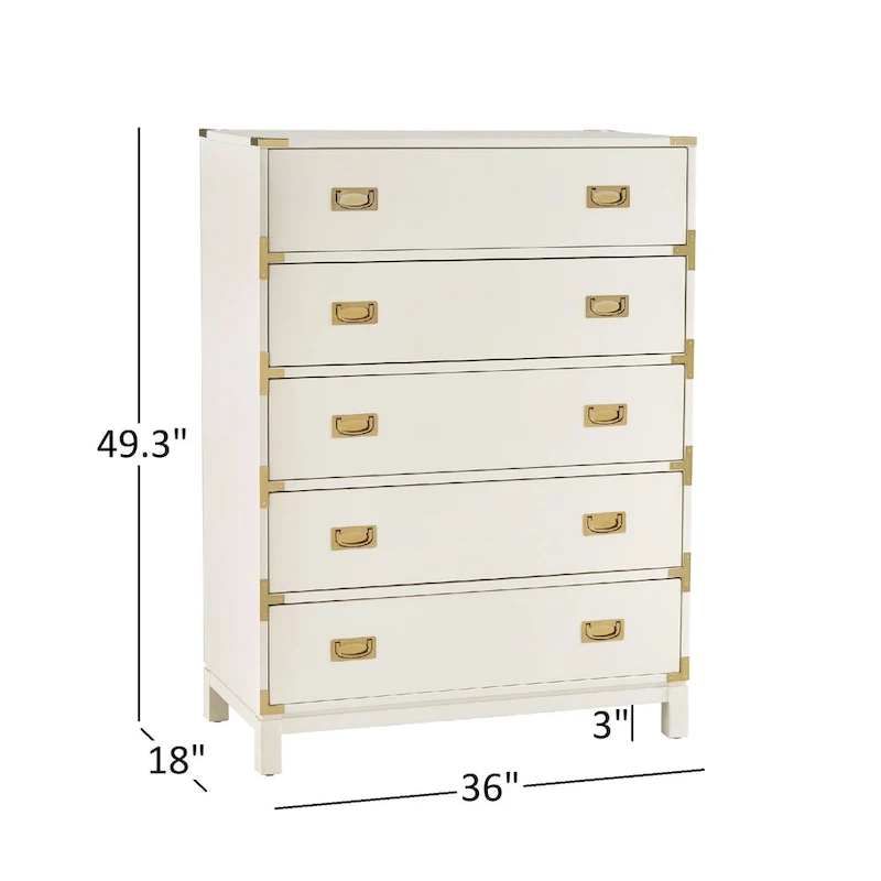 5-Drawer Gold Accent Chest