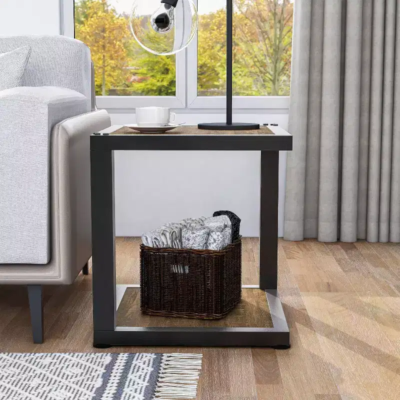 Felcor Industrial End Table Dark Walnut/Black - miBasics