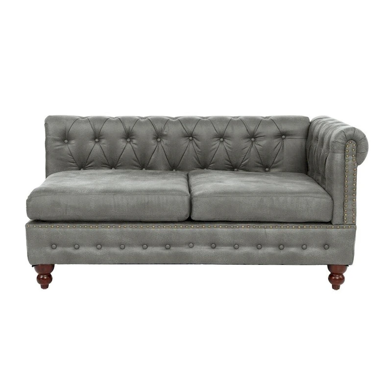 Reversible One Arm Loveseat Dark Coffee Breathable Leatherette Tufted 1Pc Couch Living Room Furniture