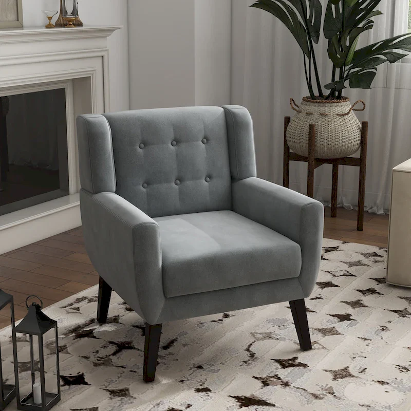 Velvet Accent Chair Living Room Upholstered Armchair
