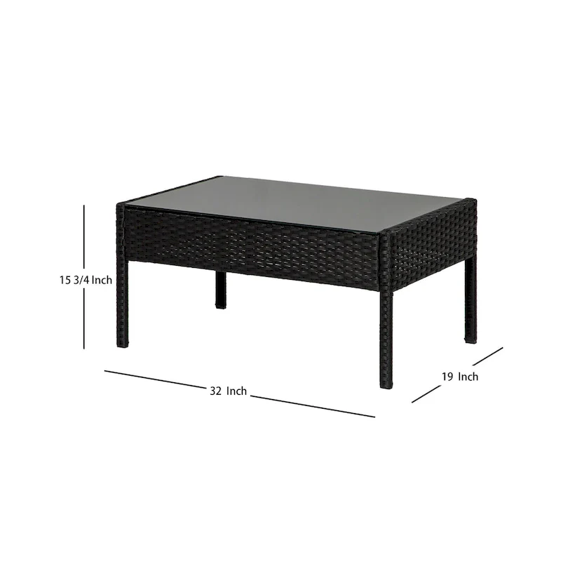 Sonoma 4 Piece Wicker all-weather Conversation Set with Cushions & Coffee Table