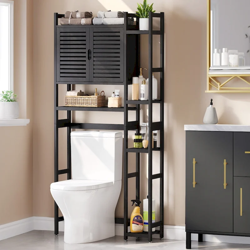 Moasis Bamboo Over-The-Toilet Cabinet with Shelf for Bathroom Storage