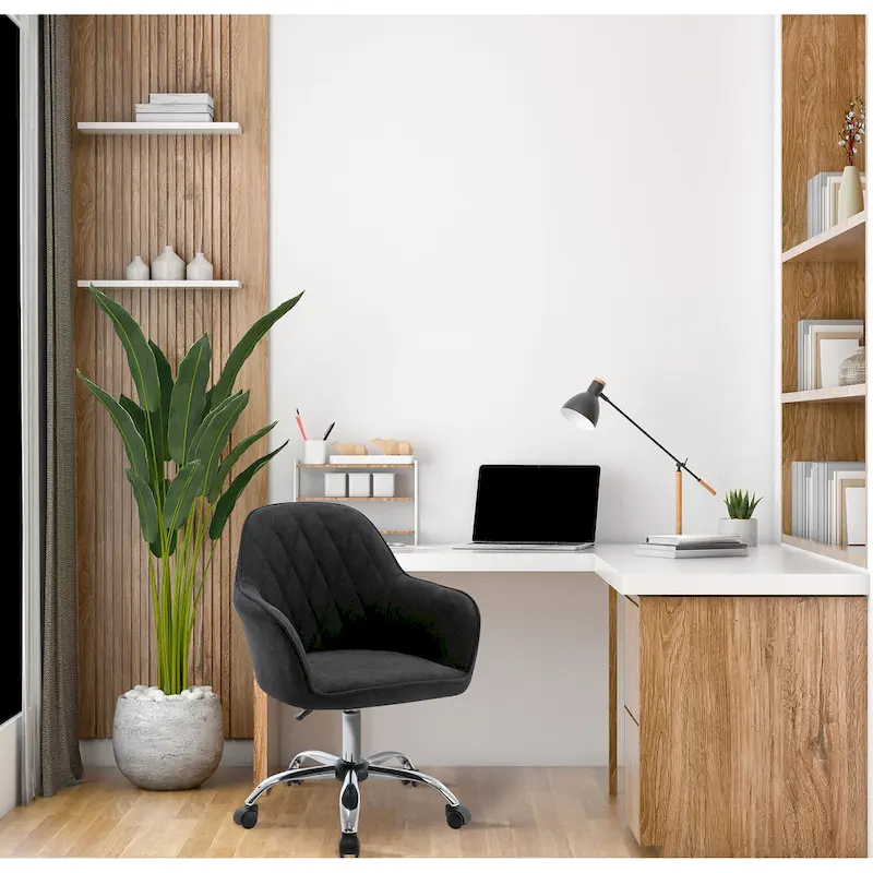 Porthos Home Noa Home Office Desk Chair, Fabric And Roller Wheels