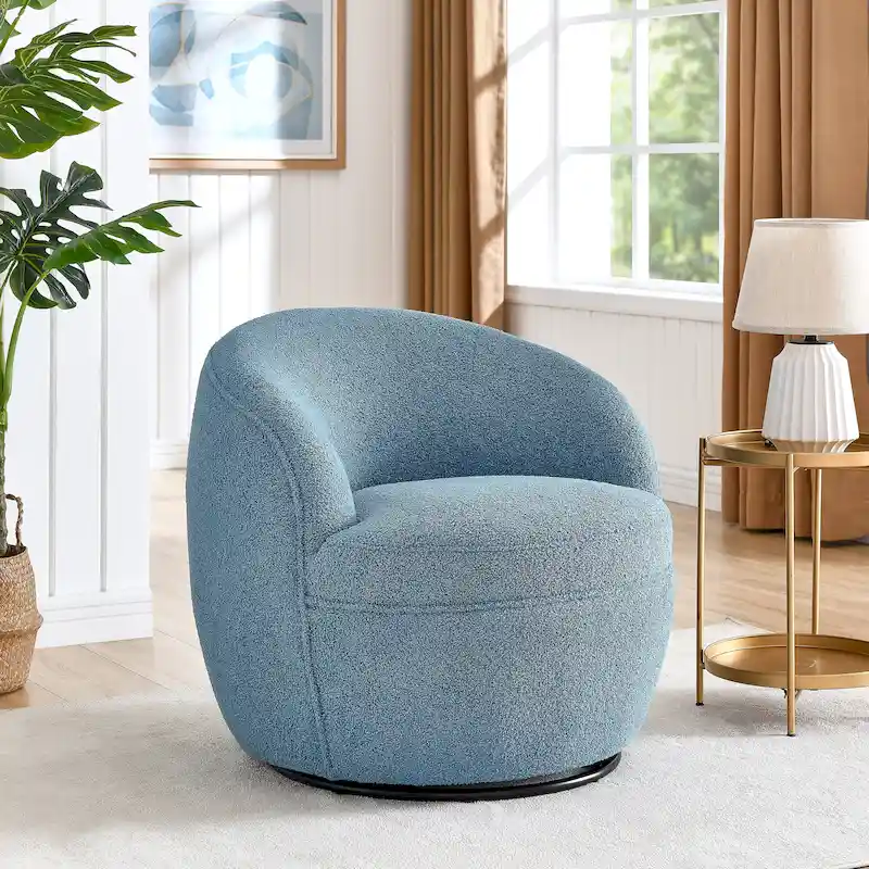 Galleria 360 Swivel Teddy Sherpa Fabric Barrel Chair