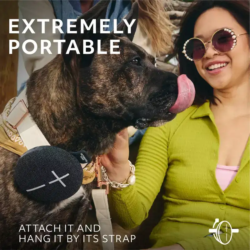 Ultimate Ears MINIROLL Ultra-Portable Waterproof Bluetooth Speaker, Big Bass, IP67 Dustproof, 984-002015, Gentle Black