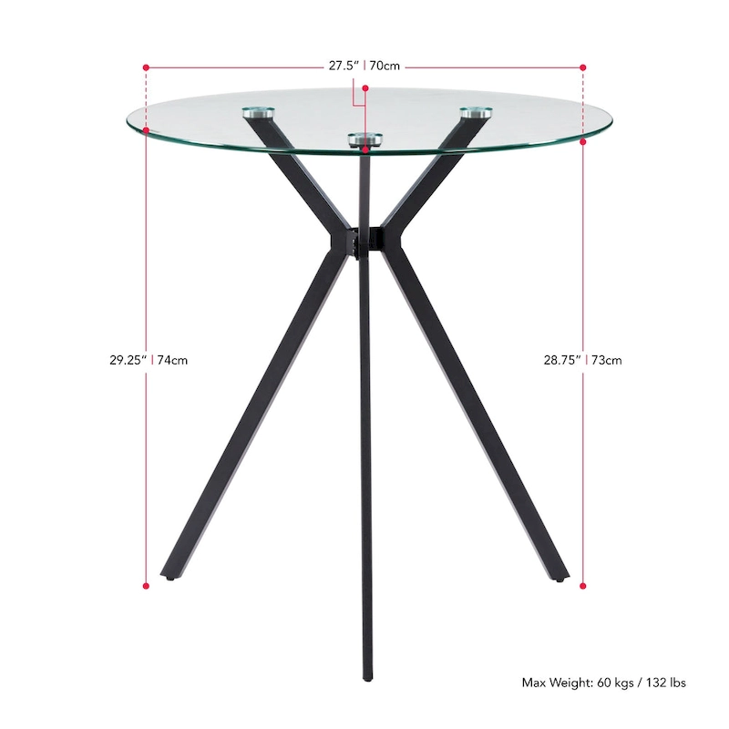 Eliana Glass Top Bistro Table