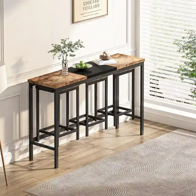 4-Piece Pub Set with Convenient Hanging Stool Design