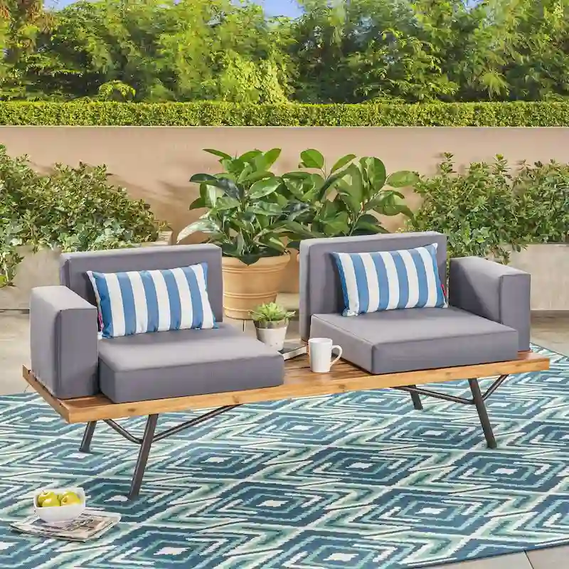 Acacia Wood Outdoor Sofa