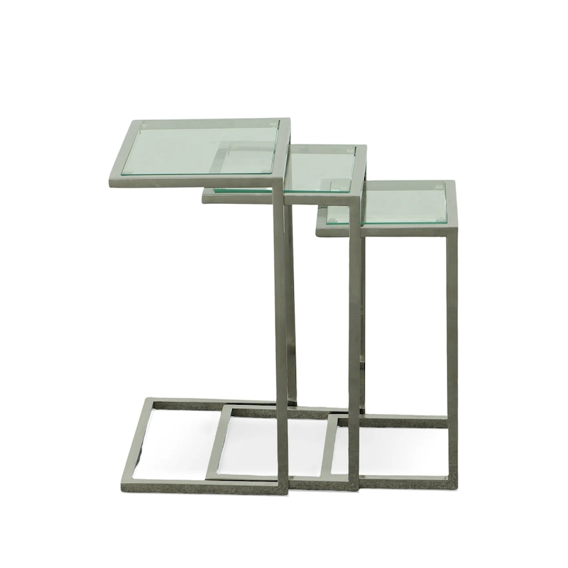 Carolina Living Addison Nesting Table Set - Glass Top - Chrome Base