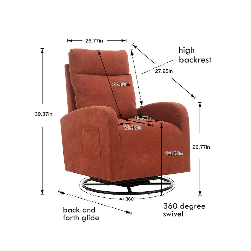 Upholstered Swivel Glider Rocking Chair