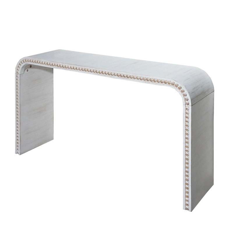 59 Entryway Table, Curved Waterfall-style Table,Console Table with Wood Beads