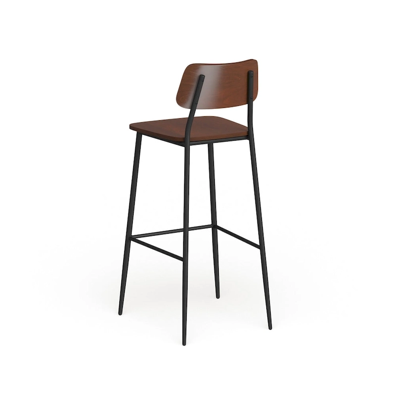 Industrial Barstool with Steel Frame and Rustic Wood Seat