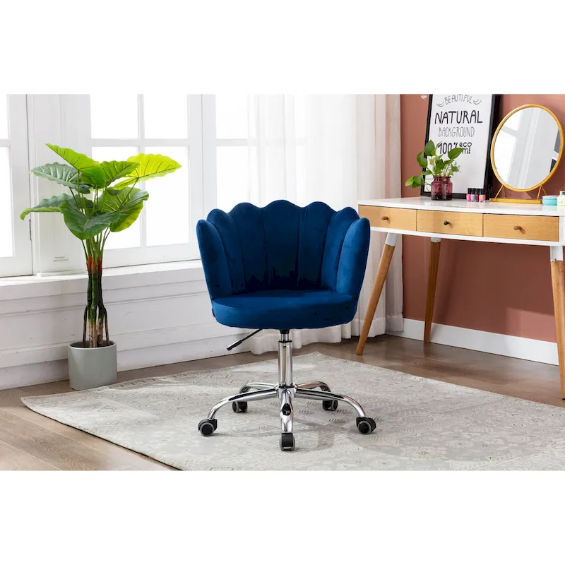 Velvet Upholstered Adjustable Height Swivel Home Office Chair