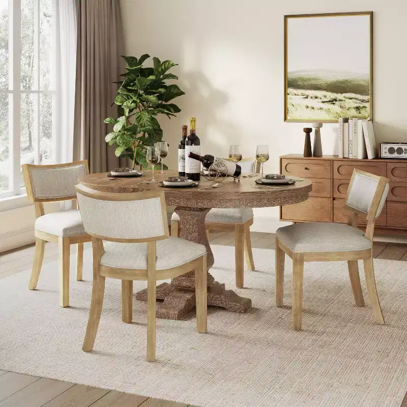 Christopher Knight Home Thomas Fabric Upholstered 5 Piece Expandable Oval Dining Set