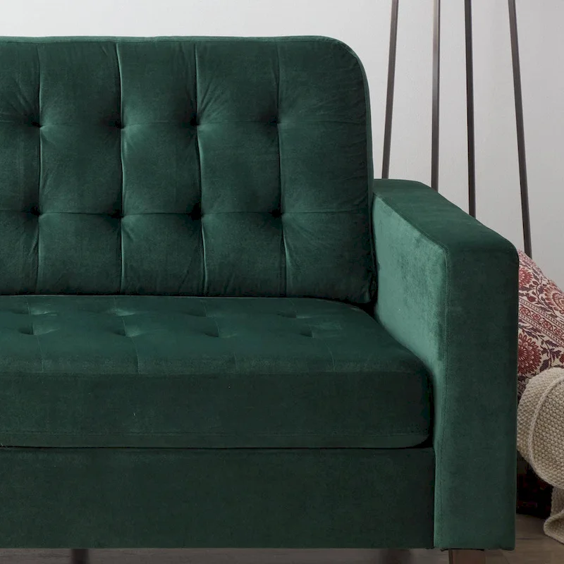 Brookside Brynn 76-in. Square-arm Faux Leather/Velvet/Fabric Sofa